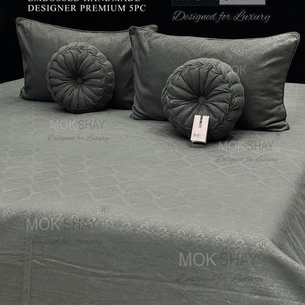 TEMPTATION 
EMBOSSED PREMIUM HANDMADE DESIGNER 5PC DOUBLEBED CUSHION BEDDING SET WITH 2 EMBOSSED CUSHIONS & EMBOSSED PILLOW COVERS (FREE PREMIUM BAG)(1+2+2)