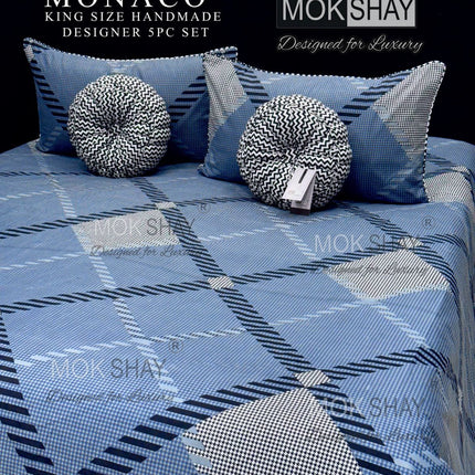MONACO KING HANDMADE DESIGNER KING SIZE 5PC CUSHION BEDDING SET 108x108 (1+2+2) (WITH Premium Bag Pack)