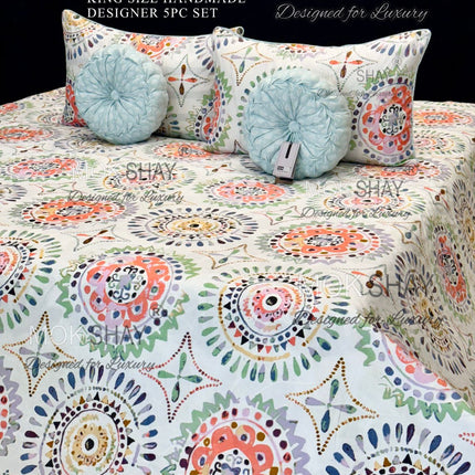 MONACO KING HANDMADE DESIGNER KING SIZE 5PC CUSHION BEDDING SET 108x108 (1+2+2) (WITH Premium Bag Pack)