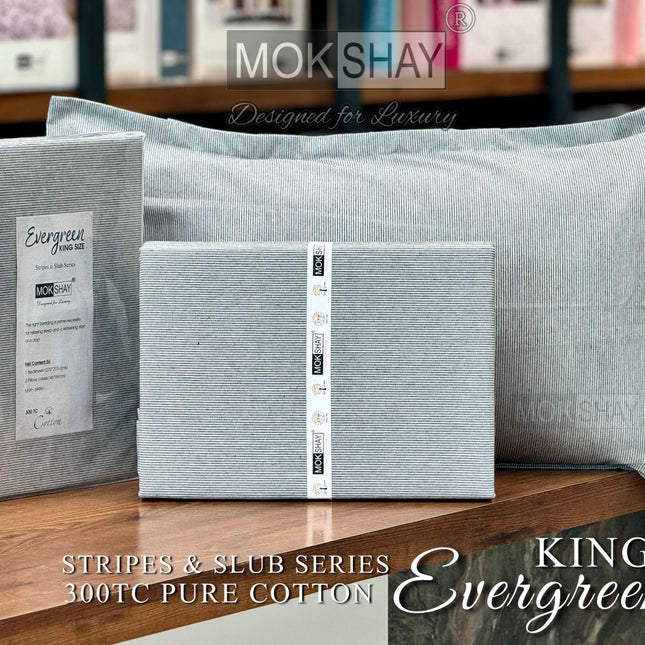 EVERGREEN 300TC ULTRASOFT PURE ORGANIC COTTON KINGSIZE PREMIUM COLLECTION { 1+2 } WITH 2 PILLOW COVERS