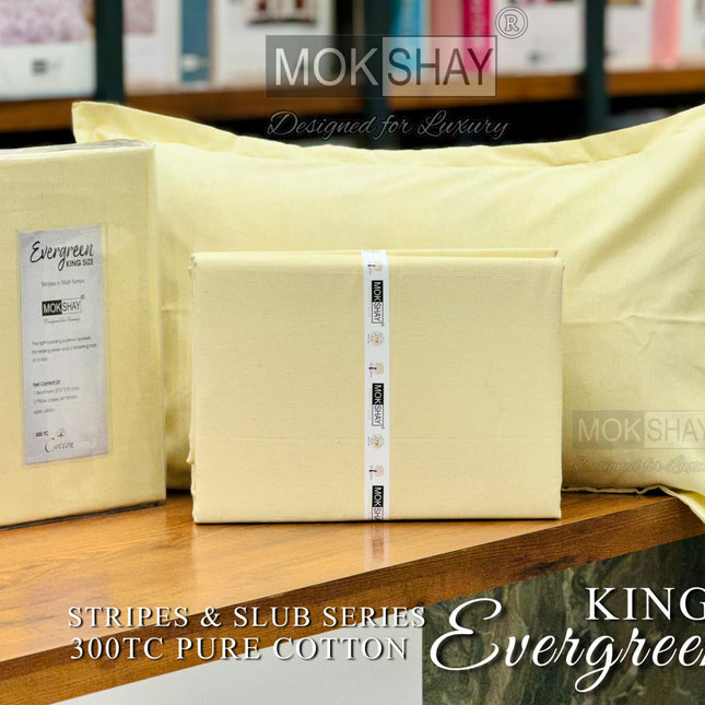 EVERGREEN 300TC ULTRASOFT PURE ORGANIC COTTON KINGSIZE PREMIUM COLLECTION { 1+2 } WITH 2 PILLOW COVERS