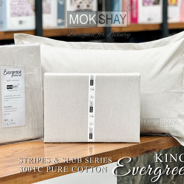 EVERGREEN 300TC ULTRASOFT PURE ORGANIC COTTON KINGSIZE PREMIUM COLLECTION { 1+2 } WITH 2 PILLOW COVERS