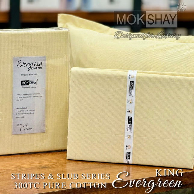 EVERGREEN 300TC ULTRASOFT PURE ORGANIC COTTON KINGSIZE PREMIUM COLLECTION { 1+2 } WITH 2 PILLOW COVERS