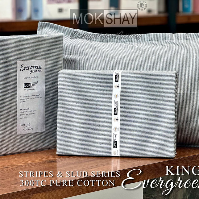 EVERGREEN 300TC ULTRASOFT PURE ORGANIC COTTON KINGSIZE PREMIUM COLLECTION { 1+2 } WITH 2 PILLOW COVERS