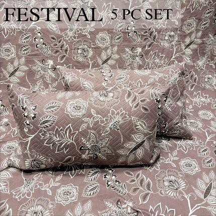 FESTIVAL 5 PC DOUBLEBED BEDDING SET WITH 2 CUSHION COVERS + 2 PILLOW COVERS (1+2+2)