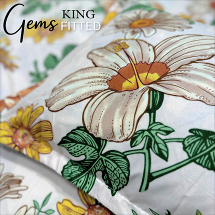 GEMS KING 3PCS FITTED (DURABLE ELASTIC) BEDSHEET SET WITH 2 KINGSIZE PILLOW COVERS (1+2)(FITS UPTO 8 INCHES MATTRESS)