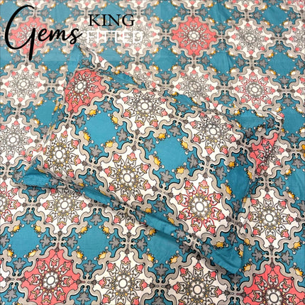 GEMS KING 3PCS FITTED (DURABLE ELASTIC) BEDSHEET SET WITH 2 KINGSIZE PILLOW COVERS (1+2)(FITS UPTO 8 INCHES MATTRESS)