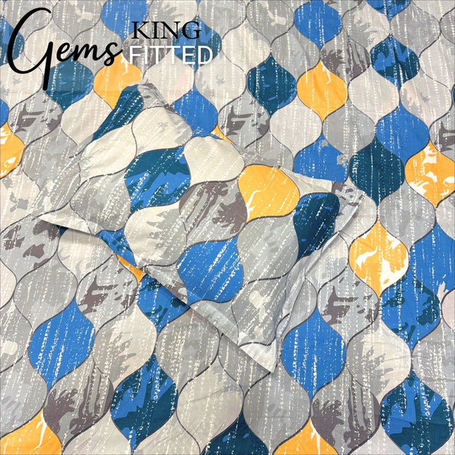 GEMS KING 3PCS FITTED (DURABLE ELASTIC) BEDSHEET SET WITH 2 KINGSIZE PILLOW COVERS (1+2)(FITS UPTO 8 INCHES MATTRESS)