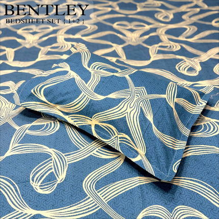 BENTLEY DOUBLE PREMIUM 90*100 BEDSHEET SET(1+2) WITH 2 PILLOW COVERS
