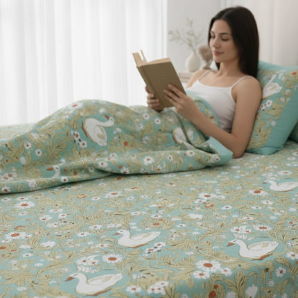 AANGAN 100% HEAVY PURE COTTON KING SIZE BEDSHEET WITH 2 PILLOW COVERS