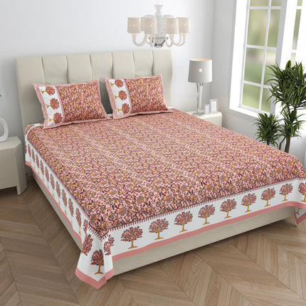 KHOOBSURAT 300TC PURE COTTON KINGSIZE BEDSHEET WITH 2 PILLOW COVER