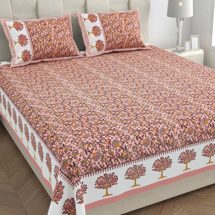 KHOOBSURAT 300TC PURE COTTON KINGSIZE BEDSHEET WITH 2 PILLOW COVER