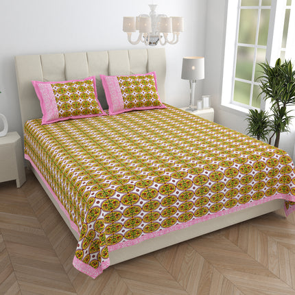 KARIGARI 300TC PURE COTTON KINGSIZE BEDSHEET WITH 2 PILLOW COVERS