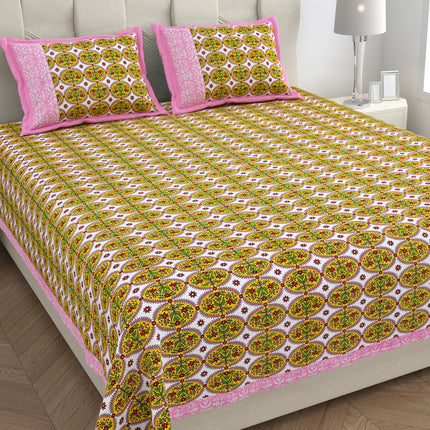 KARIGARI 300TC PURE COTTON KINGSIZE BEDSHEET WITH 2 PILLOW COVERS