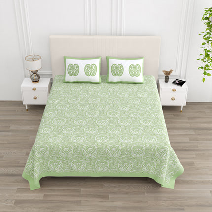 KARIGARI 300TC PURE COTTON KINGSIZE BEDSHEET WITH 2 PILLOW COVERS