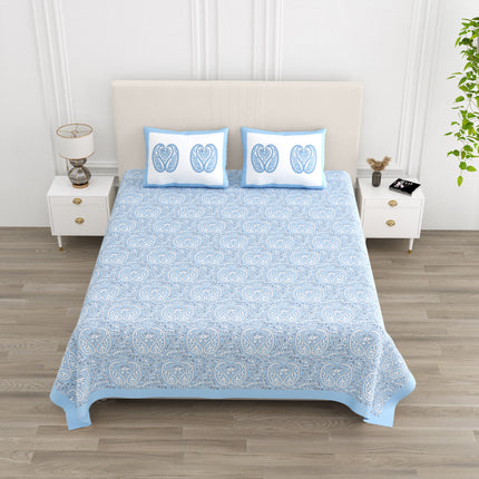 KARIGARI 300TC PURE COTTON KINGSIZE BEDSHEET WITH 2 PILLOW COVERS