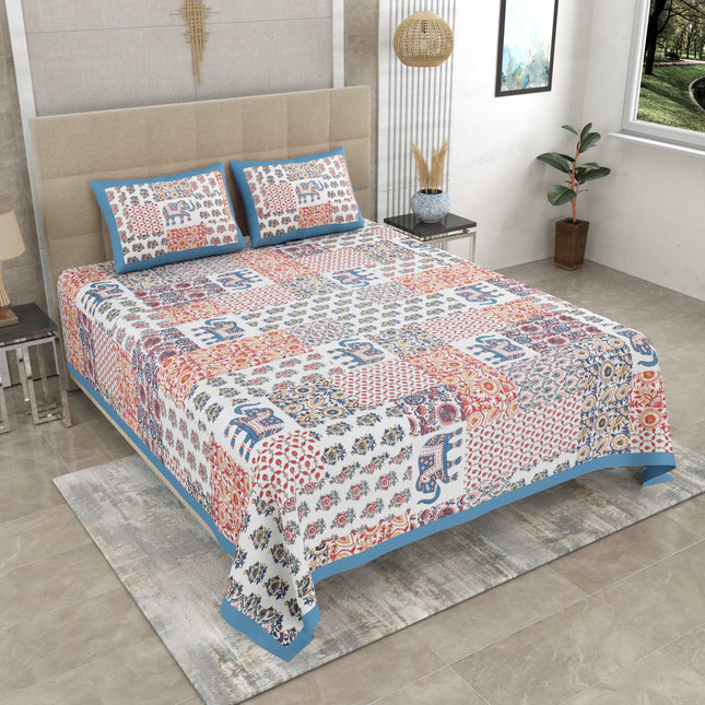 KHOOBSURAT 300TC PURE COTTON KINGSIZE BEDSHEET WITH 2 PILLOW COVER