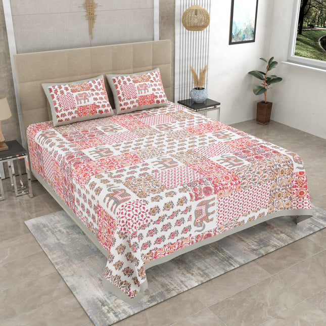 KHOOBSURAT 300TC PURE COTTON KINGSIZE BEDSHEET WITH 2 PILLOW COVER