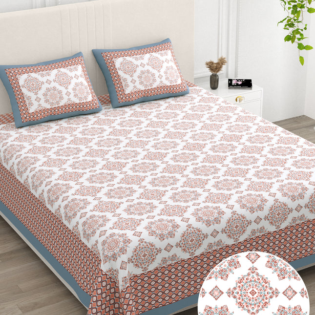 AANGAN 300TC PURE COTTON KING SIZE BEDSHEET WITH 2 PILLOW COVERS