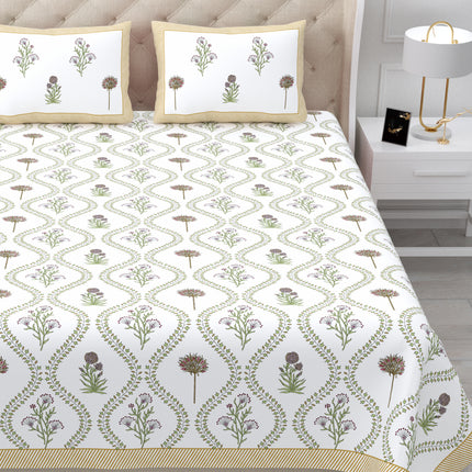 AANGAN 300TC PURE COTTON KING SIZE BEDSHEET WITH 2 PILLOW COVERS