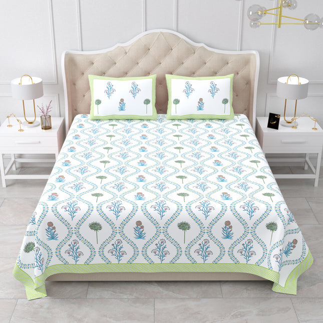 AANGAN 300TC PURE COTTON KING SIZE BEDSHEET WITH 2 PILLOW COVERS