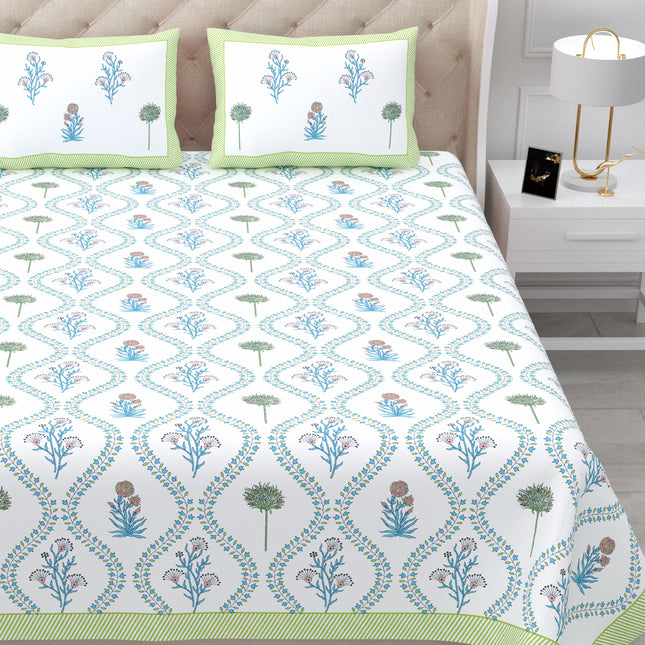 AANGAN 300TC PURE COTTON KING SIZE BEDSHEET WITH 2 PILLOW COVERS