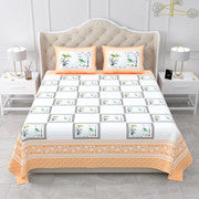 AANGAN 300TC PURE COTTON KING SIZE BEDSHEET WITH 2 PILLOW COVERS