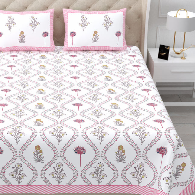 AANGAN 300TC PURE COTTON KING SIZE BEDSHEET WITH 2 PILLOW COVERS