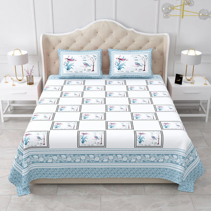 AANGAN 300TC PURE COTTON KING SIZE BEDSHEET WITH 2 PILLOW COVERS