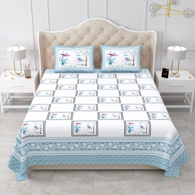 AANGAN 300TC PURE COTTON KING SIZE BEDSHEET WITH 2 PILLOW COVERS