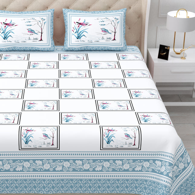 AANGAN 300TC PURE COTTON KING SIZE BEDSHEET WITH 2 PILLOW COVERS