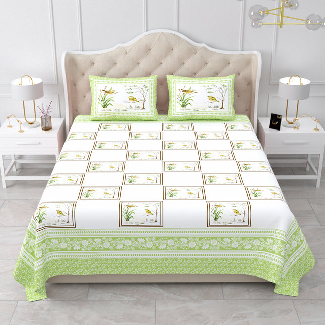 AANGAN 300TC PURE COTTON KING SIZE BEDSHEET WITH 2 PILLOW COVERS