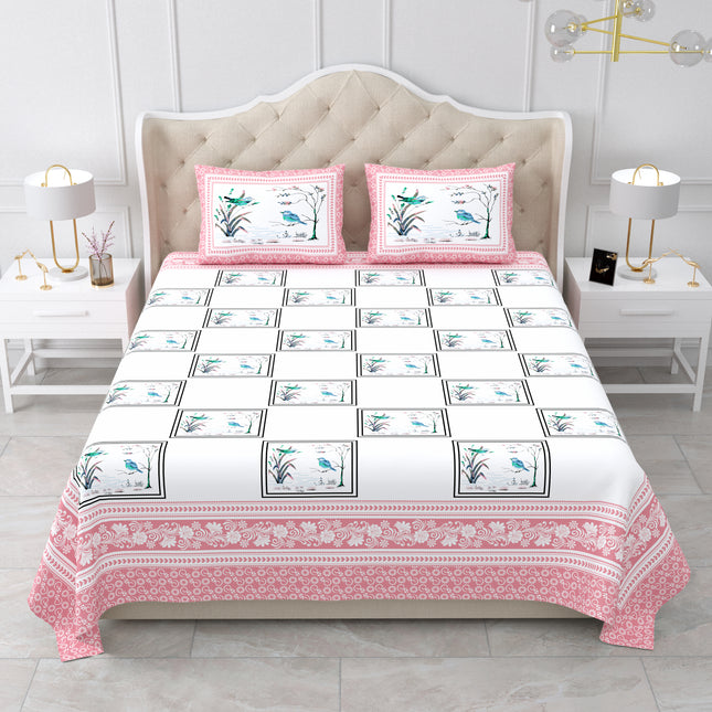 AANGAN 300TC PURE COTTON KING SIZE BEDSHEET WITH 2 PILLOW COVERS