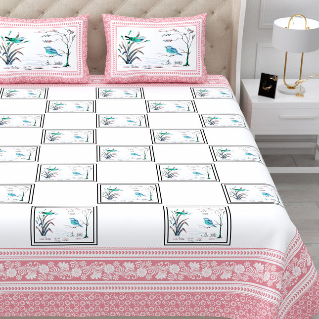 AANGAN 300TC PURE COTTON KING SIZE BEDSHEET WITH 2 PILLOW COVERS