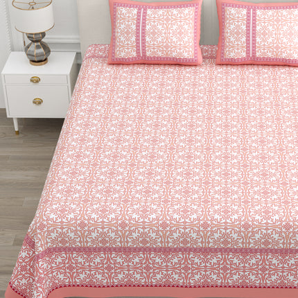 AANGAN 100% HEAVY PURE COTTON KING SIZE BEDSHEET WITH 2 PILLOW COVERS