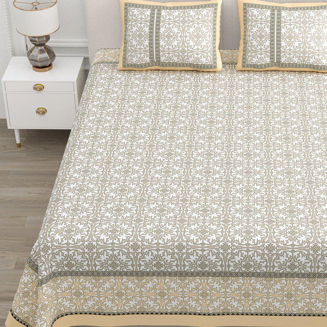 AANGAN 300TC PURE COTTON KING SIZE BEDSHEET WITH 2 PILLOW COVERS
