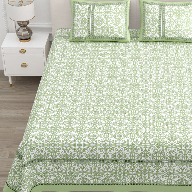 AANGAN 300TC PURE COTTON KING SIZE BEDSHEET WITH 2 PILLOW COVERS