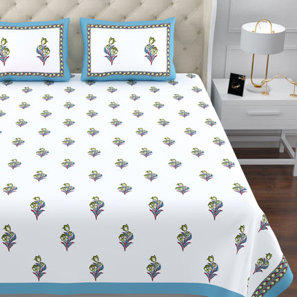 KARIGARI 300TC PURE COTTON KINGSIZE BEDSHEET WITH 2 PILLOW COVERS