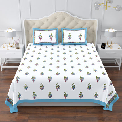 KARIGARI 300TC PURE COTTON KINGSIZE BEDSHEET WITH 2 PILLOW COVERS