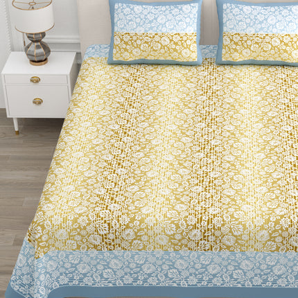 KHOOBSURAT 300TC PURE COTTON KINGSIZE BEDSHEET WITH 2 PILLOW COVER