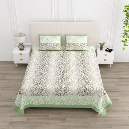 KHOOBSURAT 300TC PURE COTTON KINGSIZE BEDSHEET WITH 2 PILLOW COVER