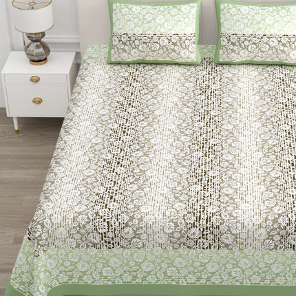 KHOOBSURAT 300TC PURE COTTON KINGSIZE BEDSHEET WITH 2 PILLOW COVER