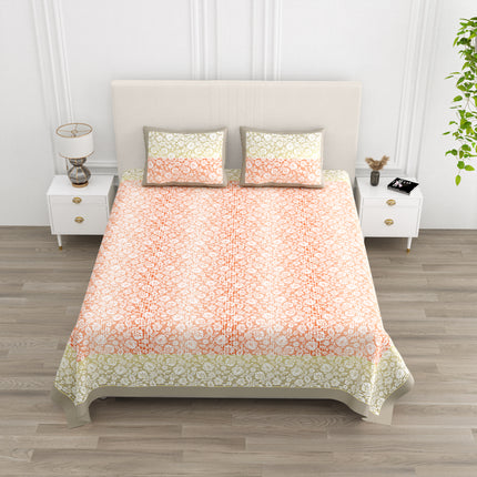KHOOBSURAT 300TC PURE COTTON KINGSIZE BEDSHEET WITH 2 PILLOW COVER