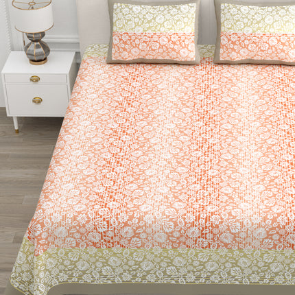 KHOOBSURAT 300TC PURE COTTON KINGSIZE BEDSHEET WITH 2 PILLOW COVER