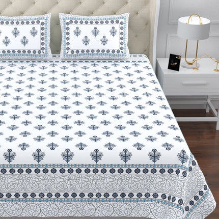 KARIGARI 300TC PURE COTTON KINGSIZE BEDSHEET WITH 2 PILLOW COVERS