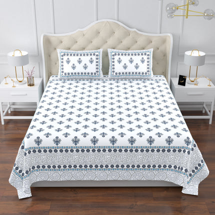 KARIGARI 300TC PURE COTTON KINGSIZE BEDSHEET WITH 2 PILLOW COVERS