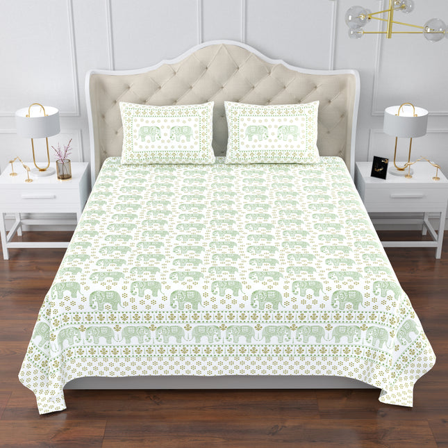 KARIGARI 300TC PURE COTTON KINGSIZE BEDSHEET WITH 2 PILLOW COVERS
