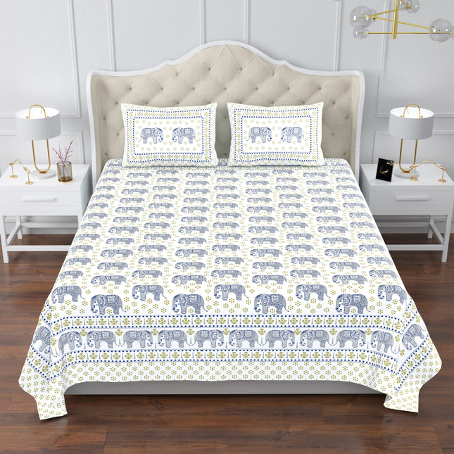 KARIGARI 300TC PURE COTTON KINGSIZE BEDSHEET WITH 2 PILLOW COVERS
