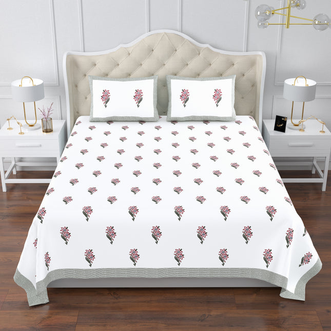 AANGAN 300TC PURE COTTON KING SIZE BEDSHEET WITH 2 PILLOW COVERS