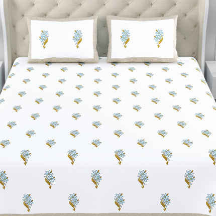 AANGAN 300TC PURE COTTON KING SIZE BEDSHEET WITH 2 PILLOW COVERS